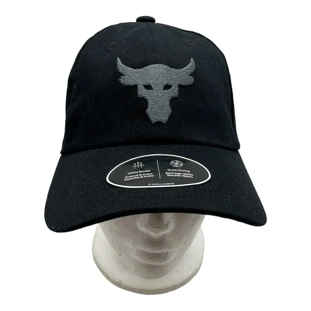 NWT Under Armour Project‎ Rock Black Bull Logo Stretch Fit Youth Kids Hat Cap OS